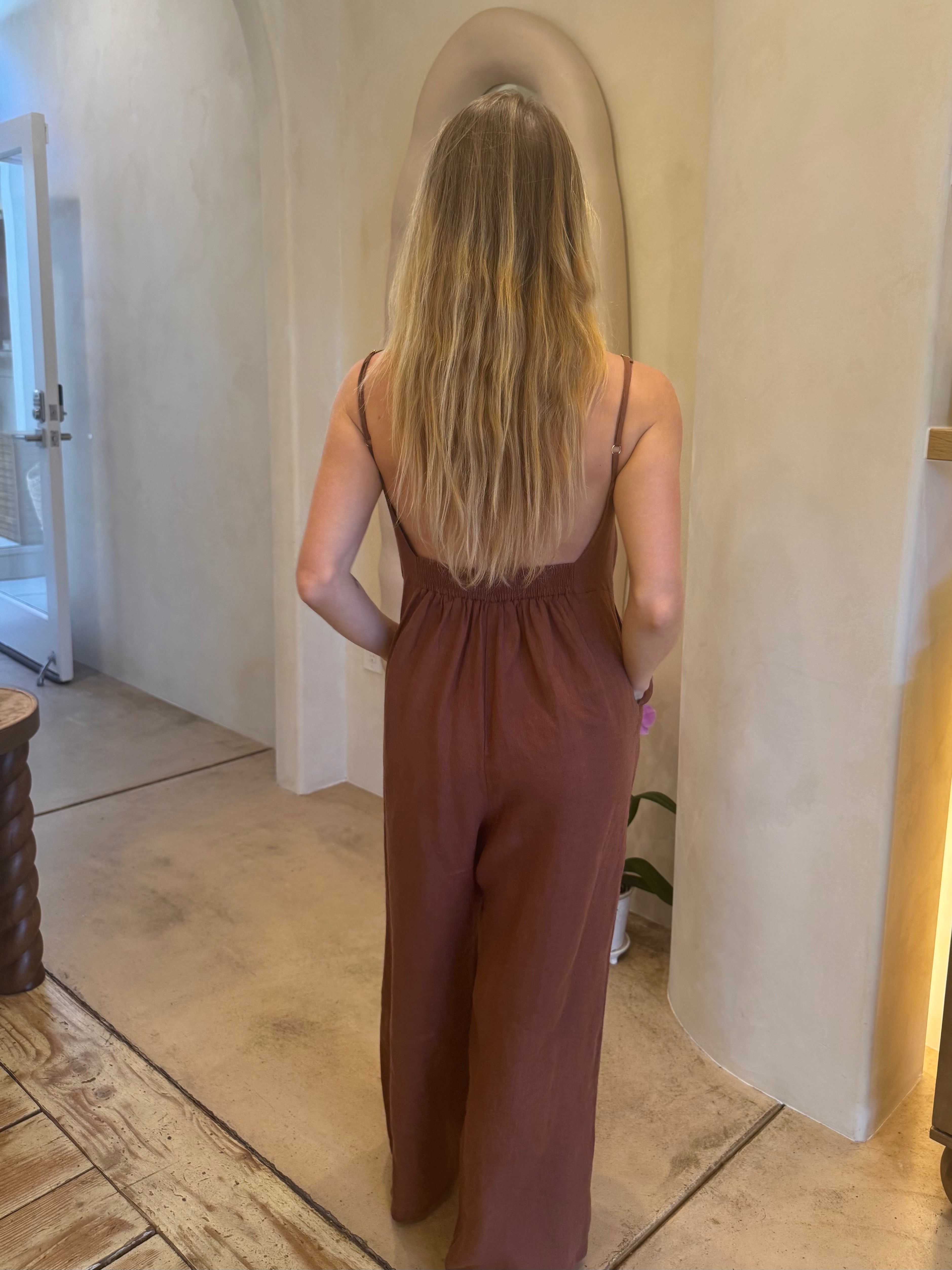 Isabella V French Linen Jumpsuit