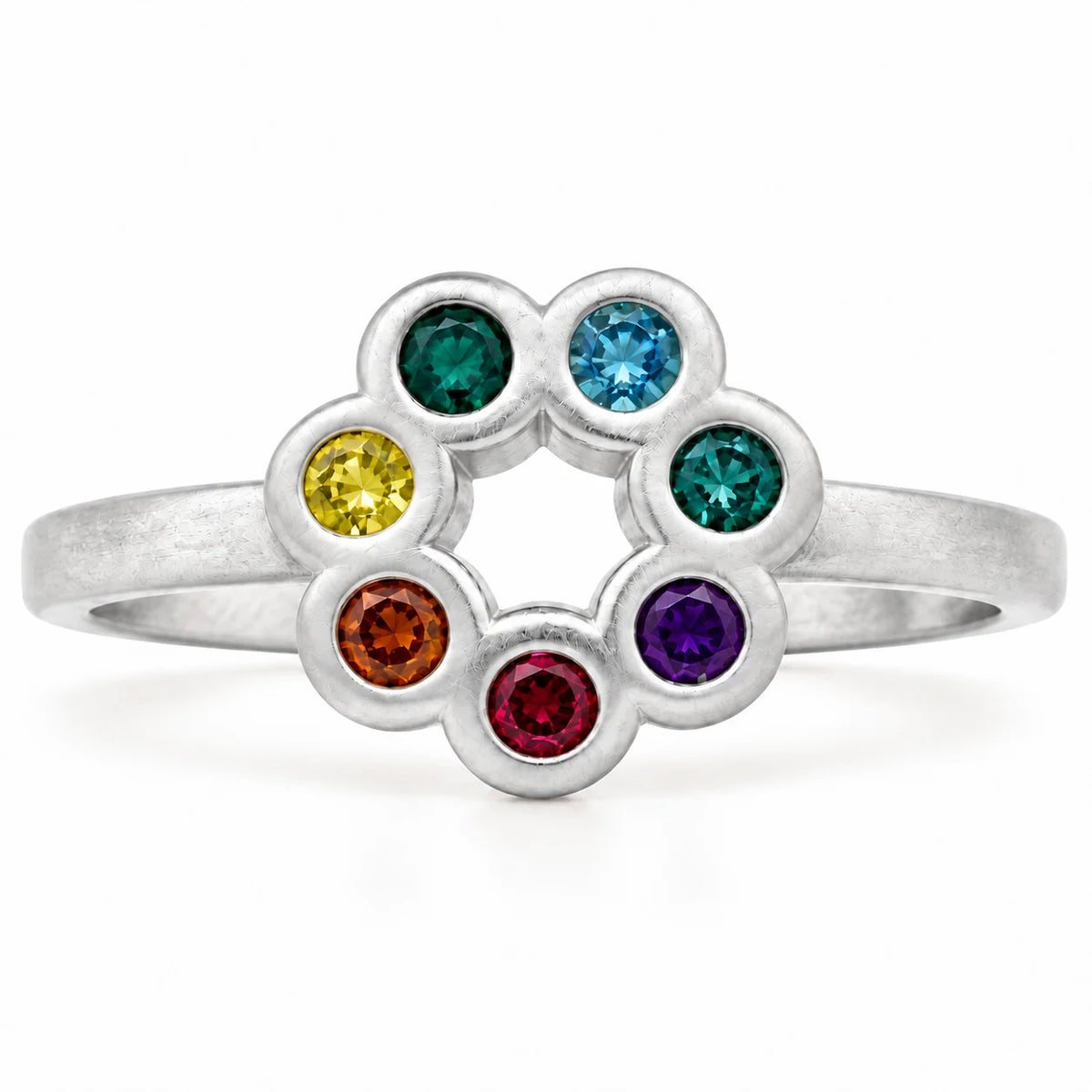 Petite Chakra Halo Ring — Sterling Silver