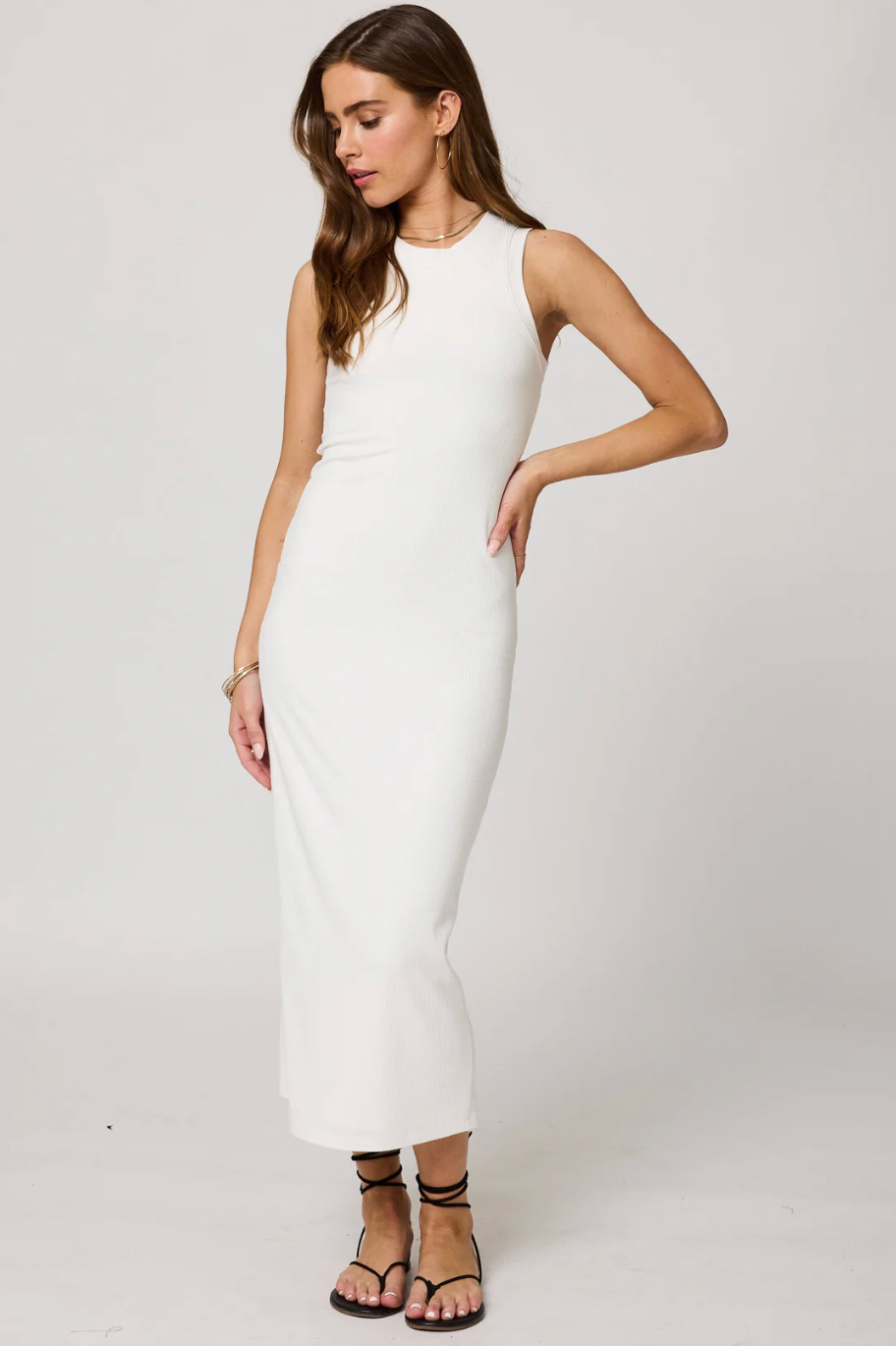 WIDE RIB HIGH NECK MAXI DRESS