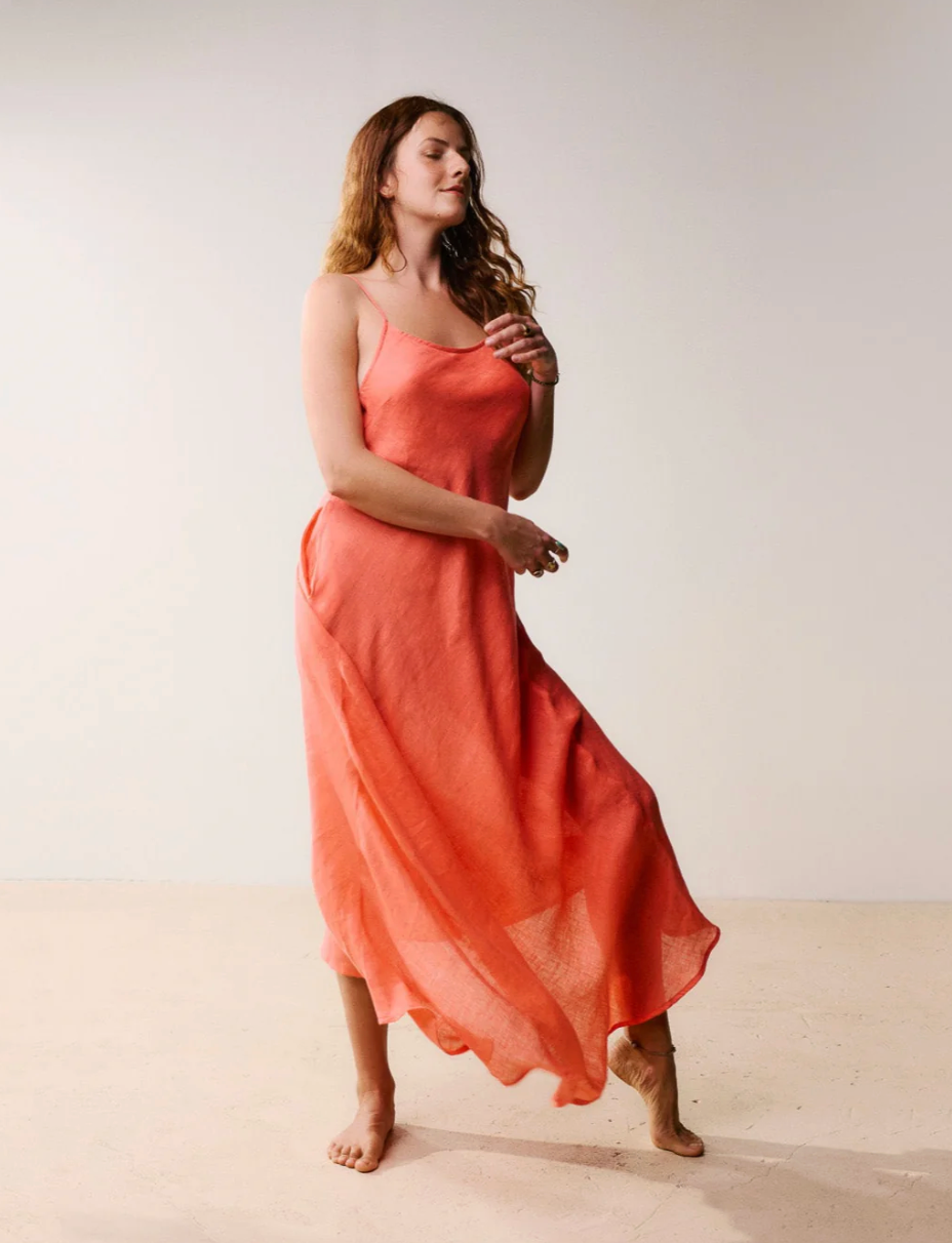 Nafisseh Bias Maxi French Linen Dress