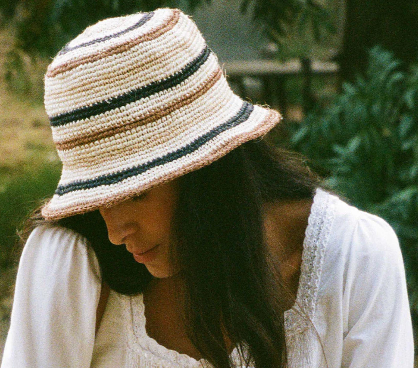 Fall Bucket Hat - Creme Striped