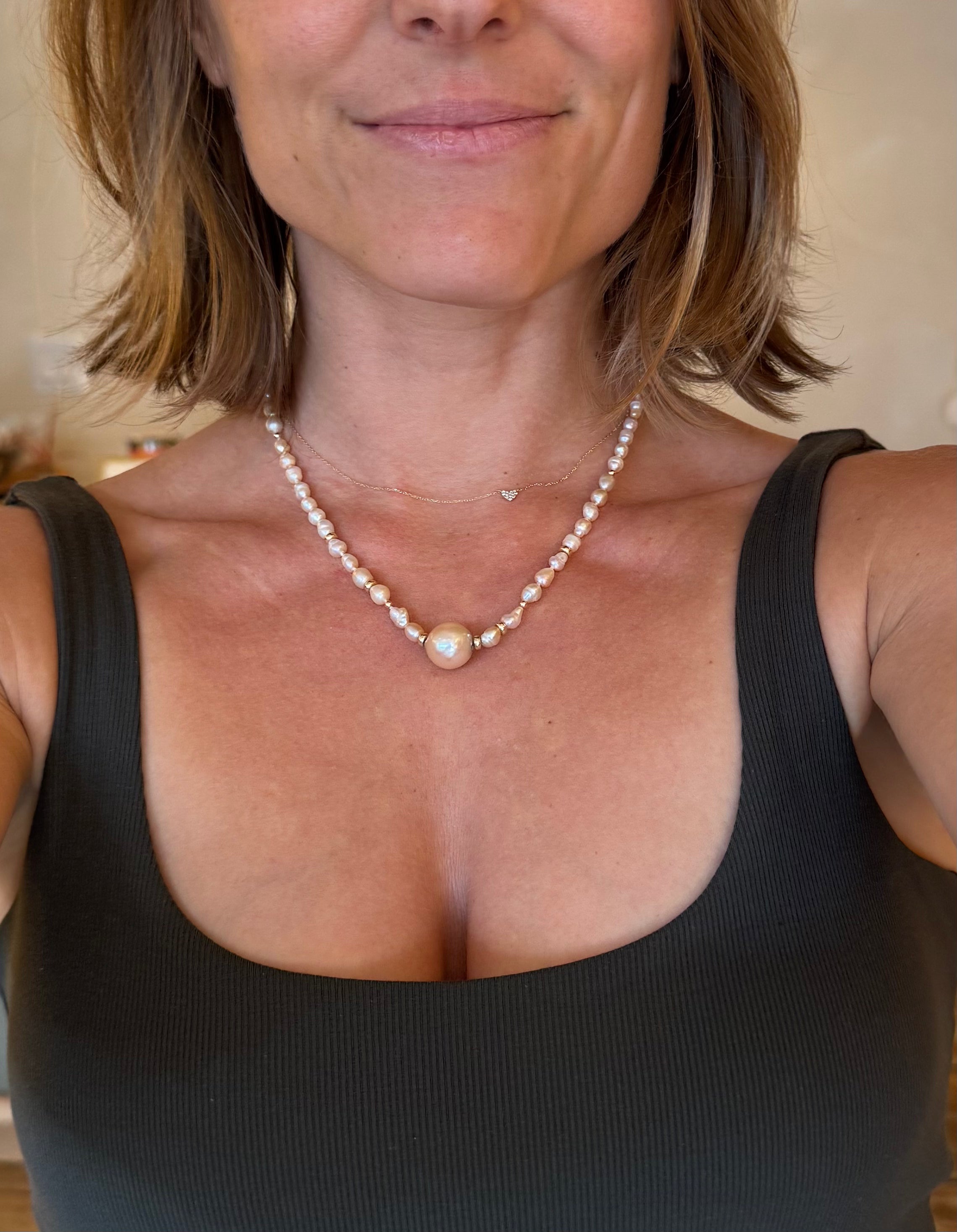 Pink south sea pearl on pink pearls