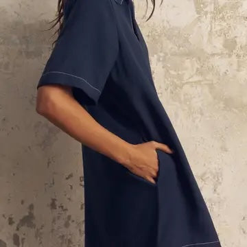 Mae Popover Mini Dress - Navy