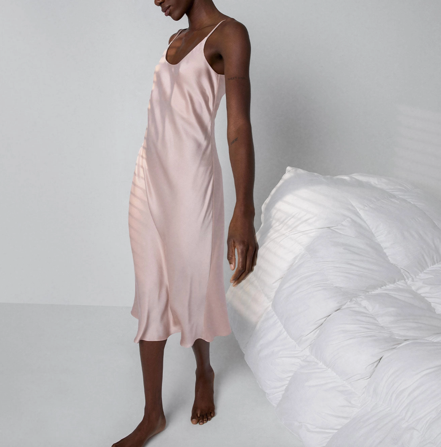 Washable Silk Bias Slip Dress - PINK