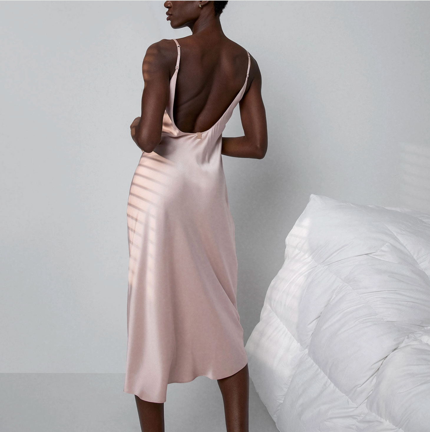 Washable Silk Bias Slip Dress - PINK