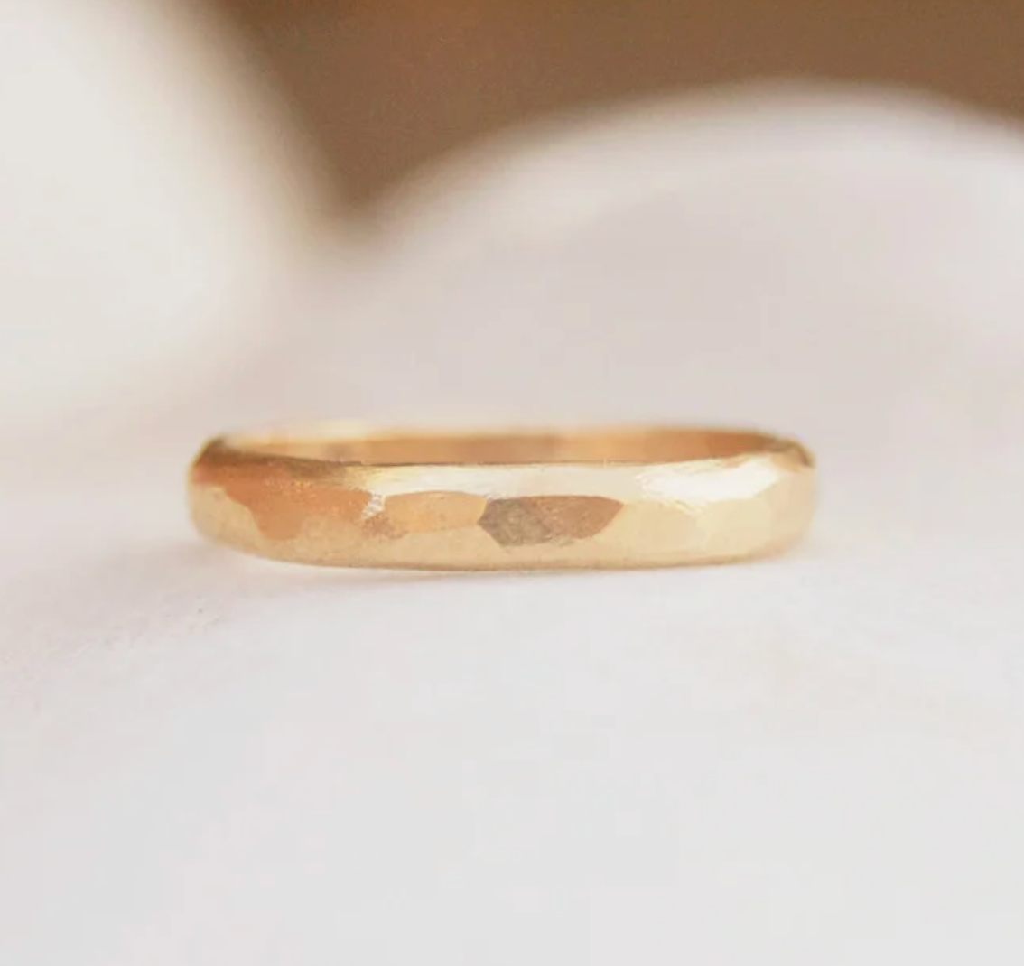 Gentle Flow Ring - Small hammered Gold ring