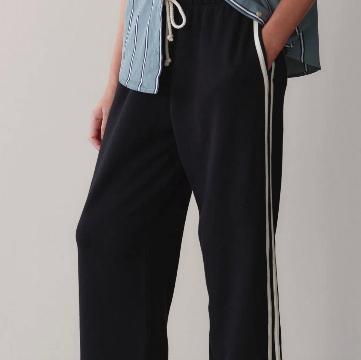 The Eco-Terry Stripe Crop Pant