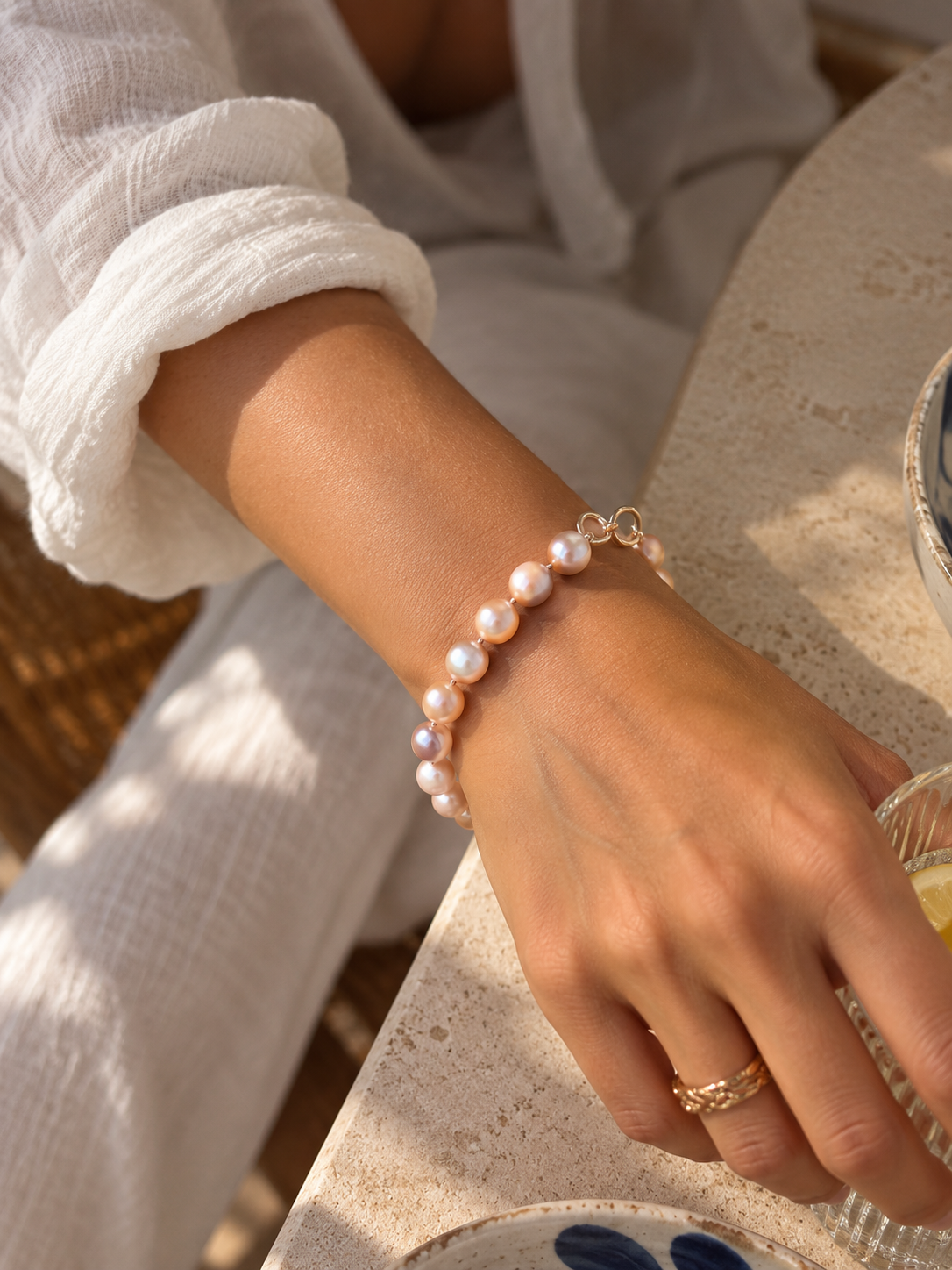 Pink pearl bracelet